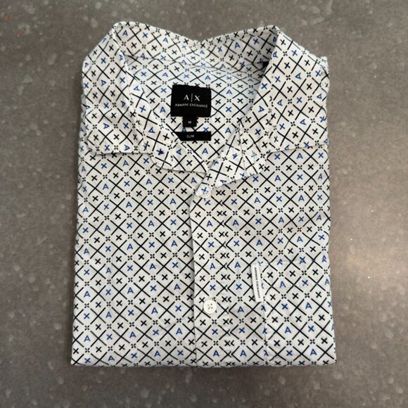 Armani Exchange Geometric Print Short Sleeve Shirt – Size Medium (Slim Fit) - Picture 2 of 11